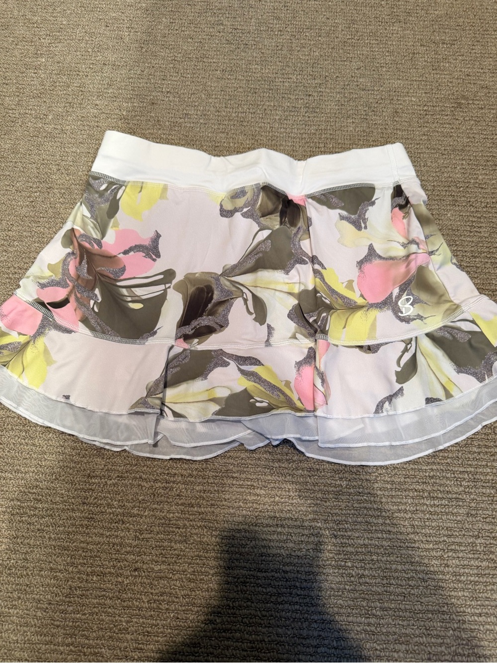 Floral Layered Skater Skirt - White with Pink & Yellow Floral